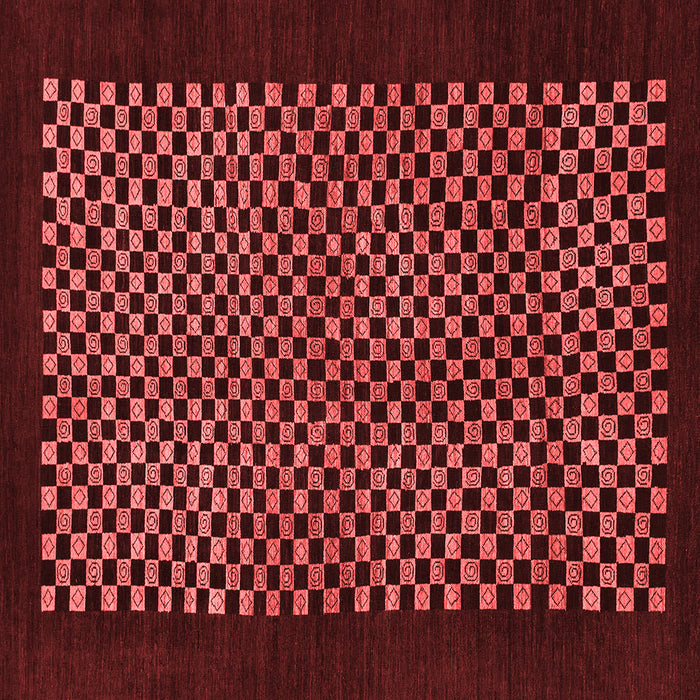 Machine Washable Checkered Red Modern Rug, wshabs1436red