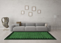 Machine Washable Checkered Emerald Green Modern Rug, wshabs1436emgrn