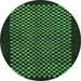 Round Machine Washable Checkered Emerald Green Modern Area Rugs, wshabs1436emgrn