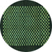 Round Machine Washable Checkered Turquoise Modern Area Rugs, wshabs1436turq