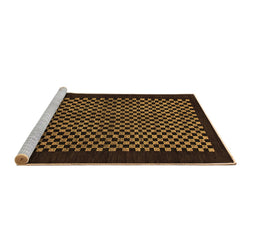 Sideview of Machine Washable Checkered Brown Modern Rug, wshabs1436brn