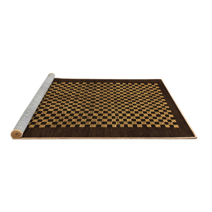 Sideview of Machine Washable Checkered Brown Modern Rug, wshabs1436brn