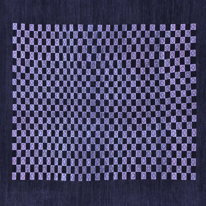Square Machine Washable Checkered Blue Modern Rug, wshabs1436blu