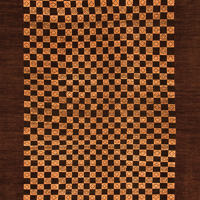 Machine Washable Checkered Orange Modern Area Rugs, wshabs1436org