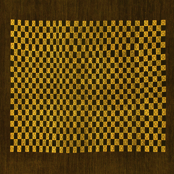 Square Checkered Yellow Modern Rug, abs1436yw