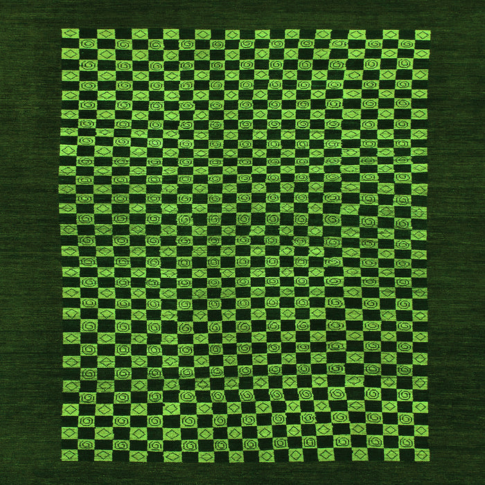 Square Checkered Green Modern Rug, abs1436grn
