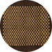 Round Machine Washable Checkered Brown Modern Rug, wshabs1436brn