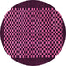 Round Machine Washable Checkered Pink Modern Rug, wshabs1436pnk