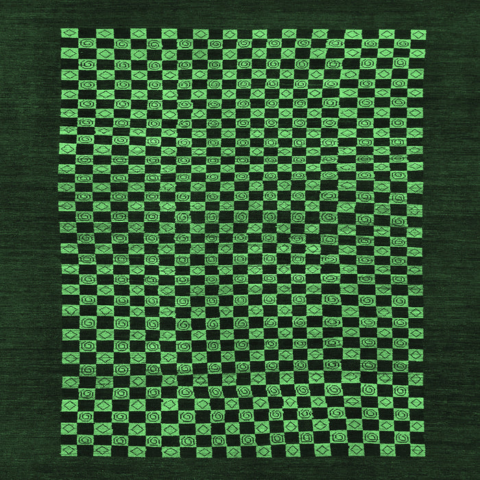 Square Checkered Emerald Green Modern Rug, abs1436emgrn