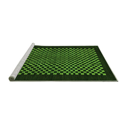 Sideview of Machine Washable Checkered Green Modern Area Rugs, wshabs1436grn