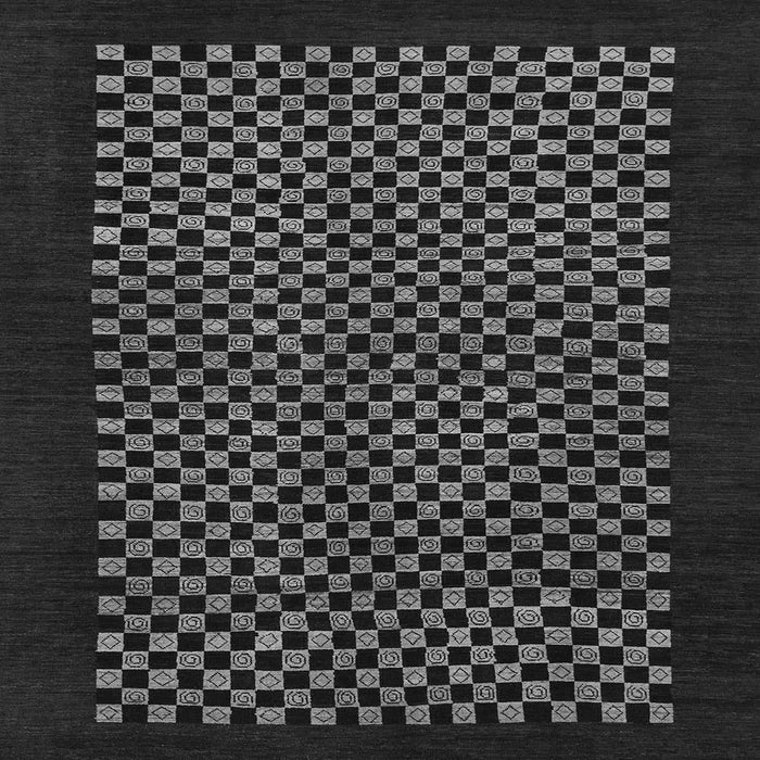 Square Machine Washable Checkered Gray Modern Rug, wshabs1436gry