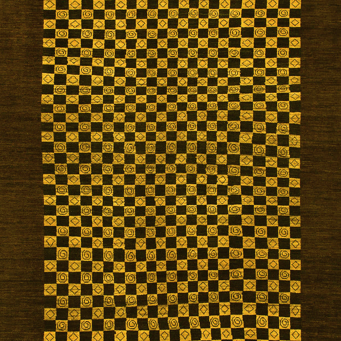Machine Washable Checkered Yellow Modern Rug, wshabs1436yw