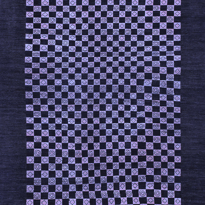 Machine Washable Checkered Blue Modern Rug, wshabs1436blu