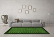 Machine Washable Checkered Green Modern Area Rugs in a Living Room,, wshabs1436grn