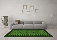 Machine Washable Checkered Green Modern Rug, wshabs1436grn