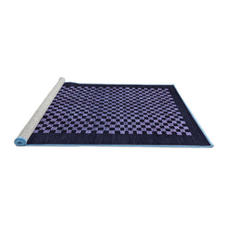 Sideview of Machine Washable Checkered Blue Modern Rug, wshabs1436blu