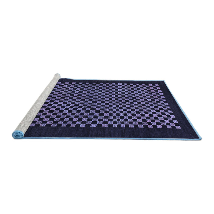 Sideview of Machine Washable Checkered Blue Modern Rug, wshabs1436blu