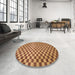 Round Abstract Orange Checkered Rug in a Office, abs1437