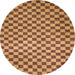 Round Abstract Orange Checkered Rug, abs1437