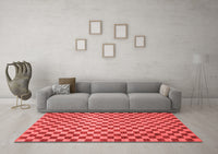 Machine Washable Checkered Red Modern Rug, wshabs1437red