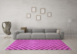 Machine Washable Checkered Purple Modern Area Rugs in a Living Room, wshabs1437pur