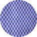 Round Machine Washable Checkered Blue Modern Rug, wshabs1437blu