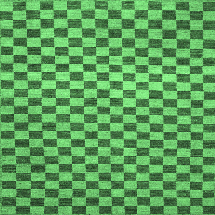 Square Checkered Emerald Green Modern Rug, abs1437emgrn