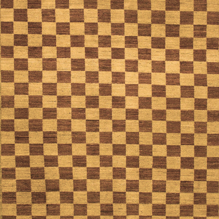 Machine Washable Checkered Brown Modern Rug, wshabs1437brn