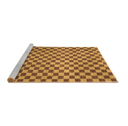 Sideview of Machine Washable Checkered Brown Modern Rug, wshabs1437brn