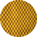 Round Machine Washable Checkered Yellow Modern Rug, wshabs1437yw