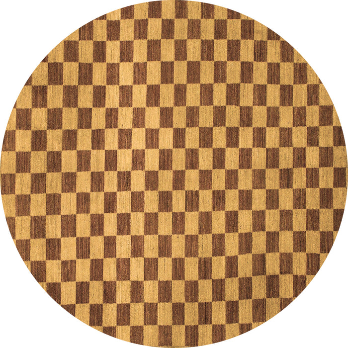 Round Machine Washable Checkered Brown Modern Rug, wshabs1437brn