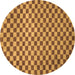 Round Machine Washable Checkered Brown Modern Rug, wshabs1437brn