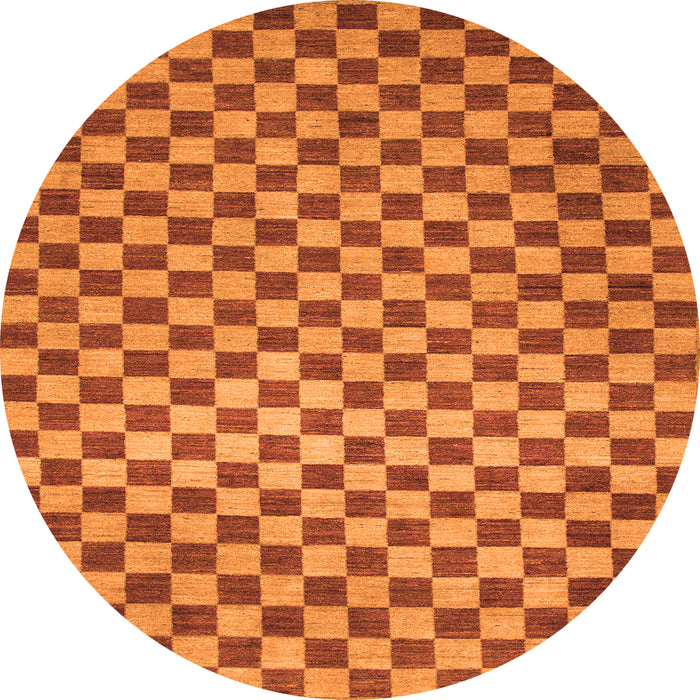 Round Checkered Orange Modern Rug, abs1437org