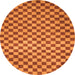 Round Machine Washable Checkered Orange Modern Area Rugs, wshabs1437org