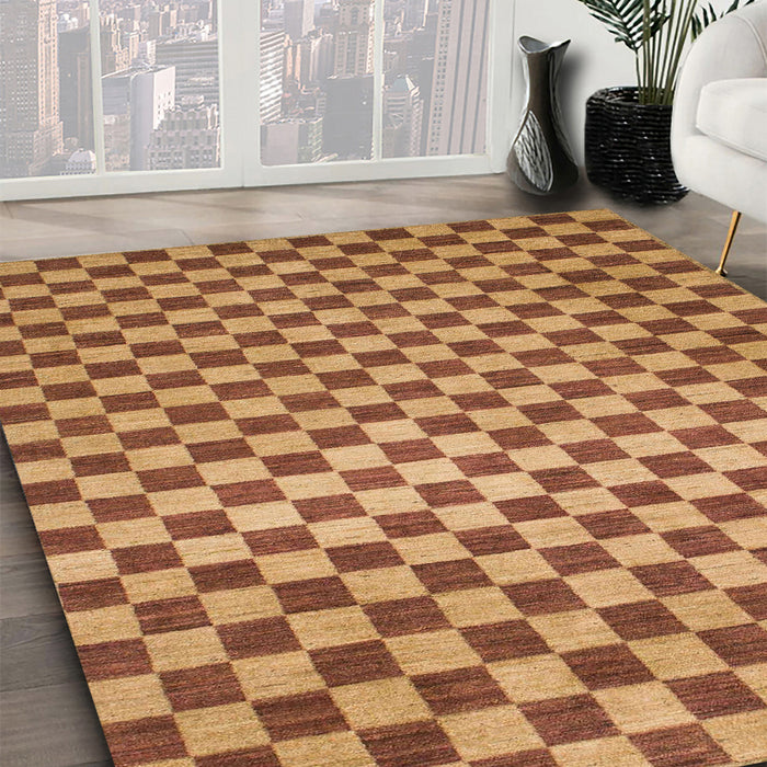 Abstract Orange Checkered Rug in Family Room, abs1437