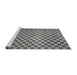 Sideview of Machine Washable Checkered Gray Modern Rug, wshabs1437gry