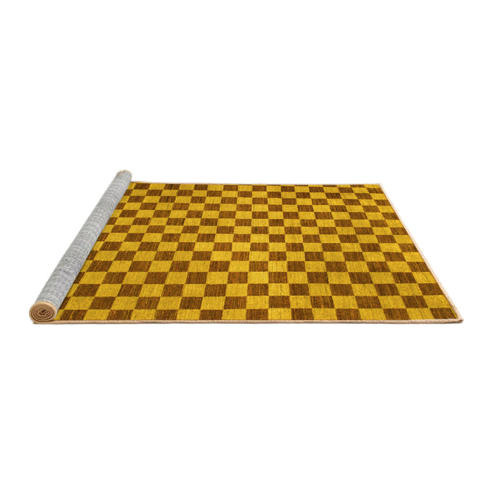 Sideview of Machine Washable Checkered Yellow Modern Rug, wshabs1437yw