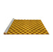 Sideview of Machine Washable Checkered Yellow Modern Rug, wshabs1437yw