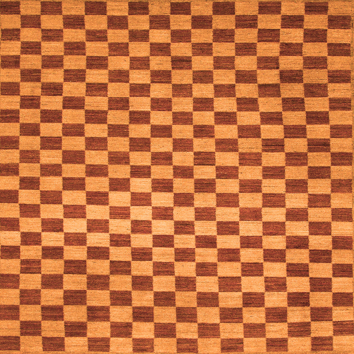 Square Machine Washable Checkered Orange Modern Area Rugs, wshabs1437org