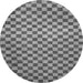 Round Machine Washable Checkered Gray Modern Rug, wshabs1437gry