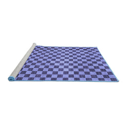 Sideview of Machine Washable Checkered Blue Modern Rug, wshabs1437blu