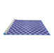 Sideview of Machine Washable Checkered Blue Modern Rug, wshabs1437blu