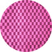 Round Machine Washable Checkered Pink Modern Rug, wshabs1437pnk