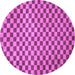 Round Machine Washable Checkered Purple Modern Area Rugs, wshabs1437pur