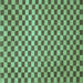 Square Machine Washable Checkered Turquoise Modern Area Rugs, wshabs1437turq