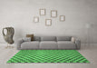 Machine Washable Checkered Emerald Green Modern Area Rugs in a Living Room,, wshabs1437emgrn
