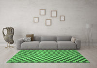 Machine Washable Checkered Emerald Green Modern Rug, wshabs1437emgrn