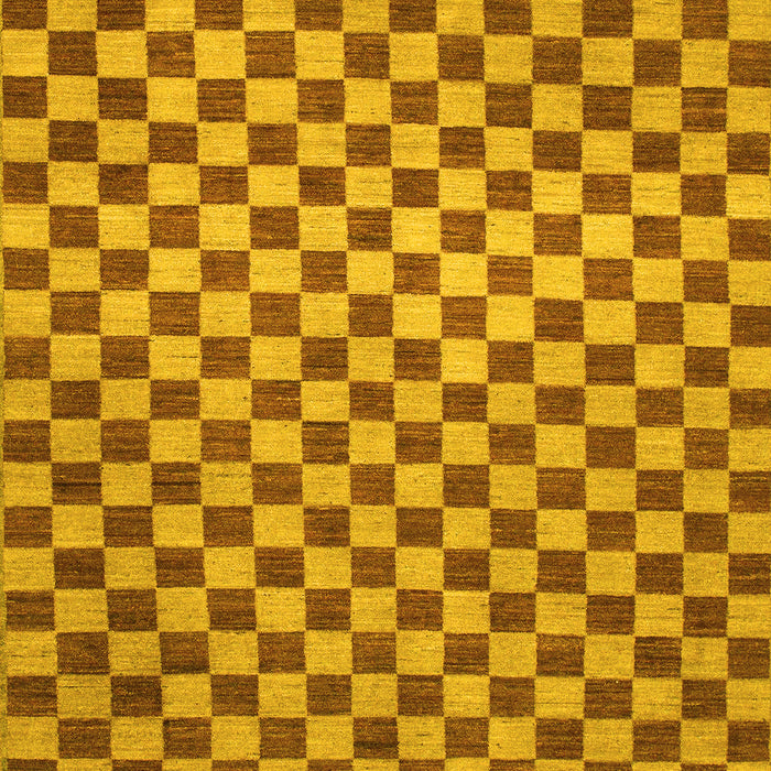 Checkered Yellow Modern Rug, abs1437yw