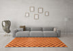 Machine Washable Checkered Orange Modern Area Rugs in a Living Room, wshabs1437org