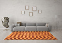 Machine Washable Checkered Orange Modern Rug, wshabs1437org